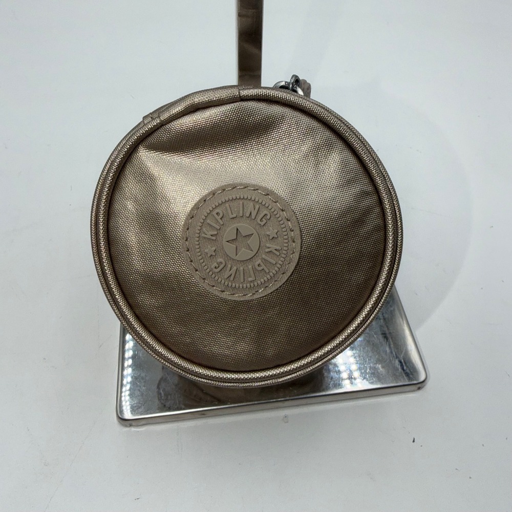 Kipling Metallic Champagne Gold Round Zippered Coin Pouch Bag AC8134-212